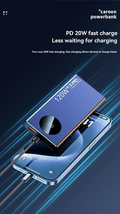 200000mAh Power Bank 120W Super Fast Charging Power Bank High Capacity External Battery With Digital Display For Iphone Xiaomi