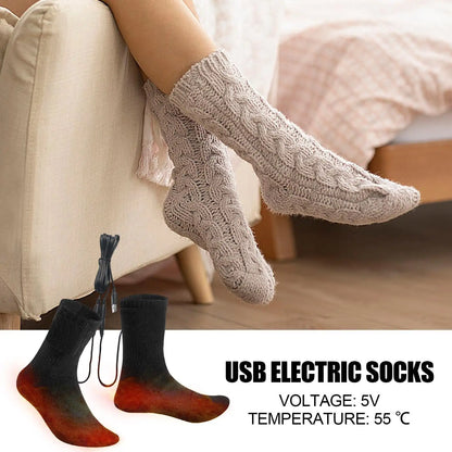 Electric Heated Socks Quick Heating Foot Warmer Long Warm Winter Socks Cold Weather USB Heating Socks for Outdoor Sports Walking