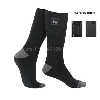 Winter Heated Socks With Battery Box Thermal Socks Women Men Heating Foot Warmer Electric Fever Socks Hiking Ski Warm Outdoor