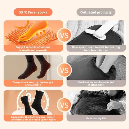 USB Heated Socks (Battery Not Included) - Full Foot Heating Warm Socks, Winter Skiing Outdoor Sports Thermal Electric Heat Socks