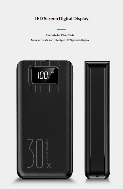 Power bank with a large capacity of 30000 mAh fast charging for mobile phones mobile power bank charging digital display