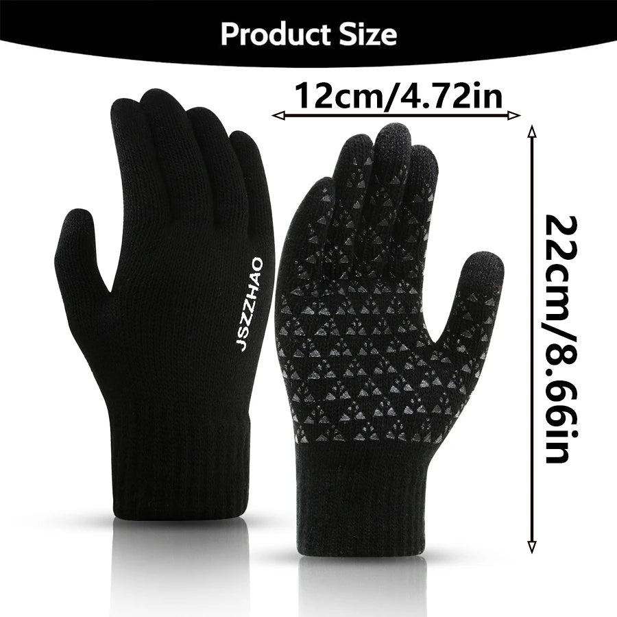 Winter Gloves for Men Women, Touch Screen Gloves, Upgraded Thicken Anti-Slip Silicone Gel, Thermal Soft Knit Lining