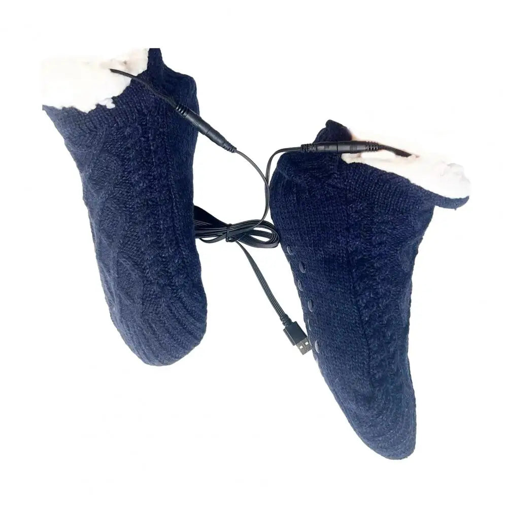 Winter USB Heated Socks Electric Knitted Heating Sock Warmth Outdoor Heated Boots Winter Thermal Socks Christmas Winter Socks