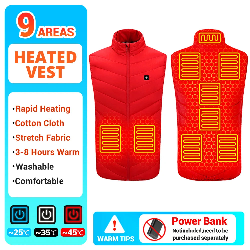 21 Heated Vest Winter Electric Heated Jackets Men Women Sportswear Heated Coat Coat Motorcycle USB Heating Jacket For Camping