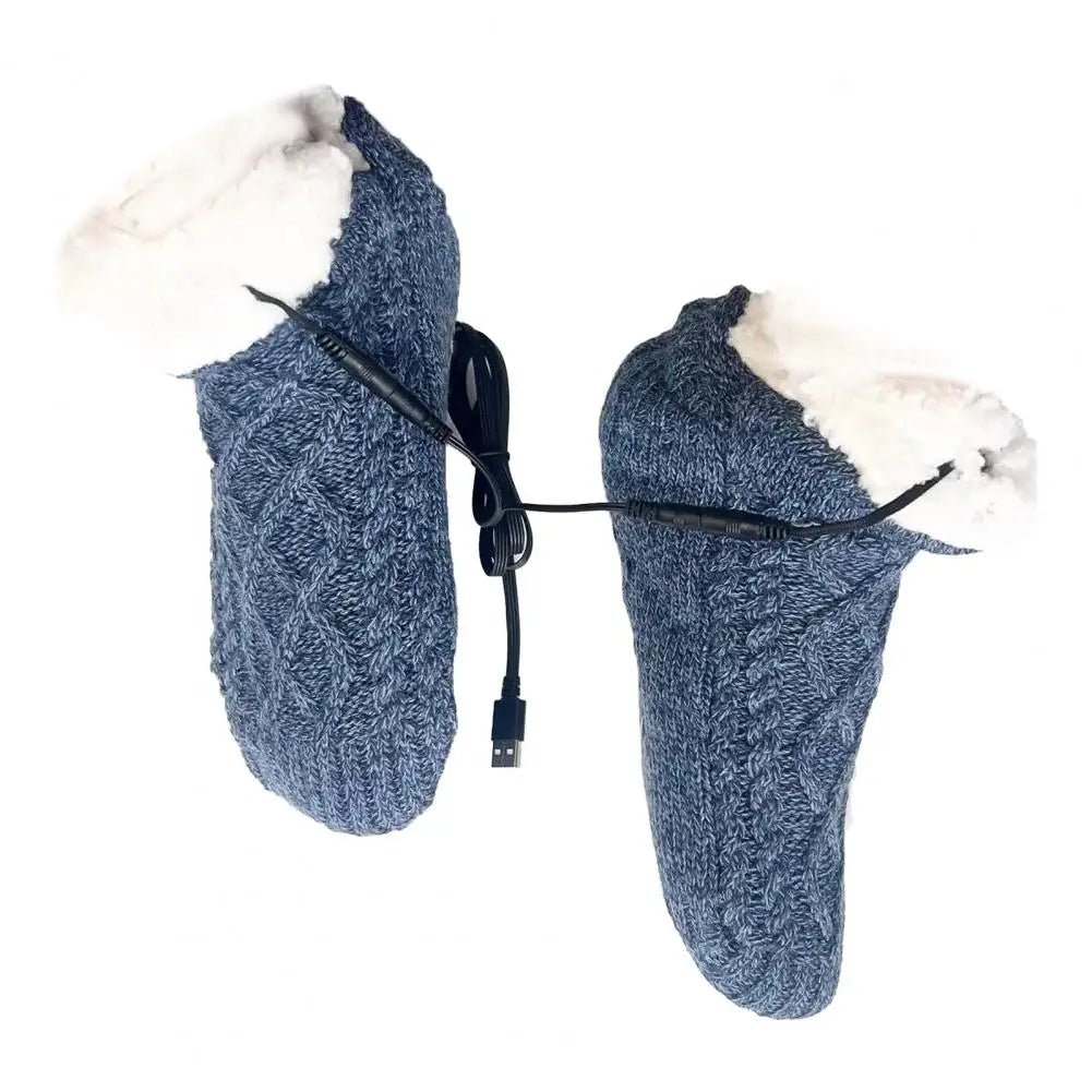 Winter USB Heated Socks Electric Knitted Heating Sock Warmth Outdoor Heated Boots Winter Thermal Socks Christmas Winter Socks