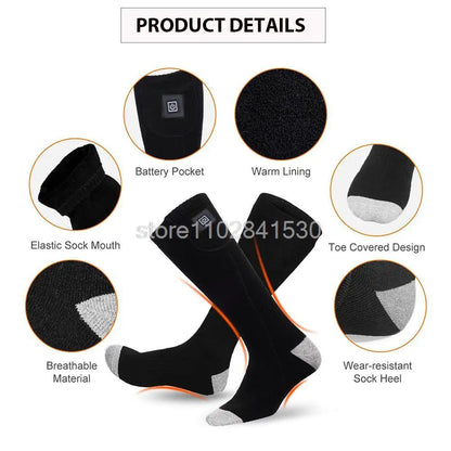 Winter Heated Socks Rechargeable Heating Socks with Battery Box Heated Socks Warmth Outdoor Heated Boots Snowmobile Ski Equipmen