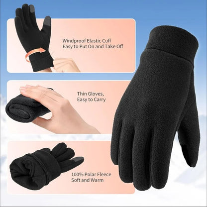 Warm Winter Gloves Polar Fleece Cold Weather Gloves Touch Screen Women and Men Thermal Gloves for Running Hiking