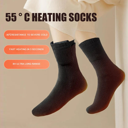 Electric Heated Socks Quick Heating Foot Warmer Long Warm Winter Socks Cold Weather USB Heating Socks for Outdoor Sports Walking