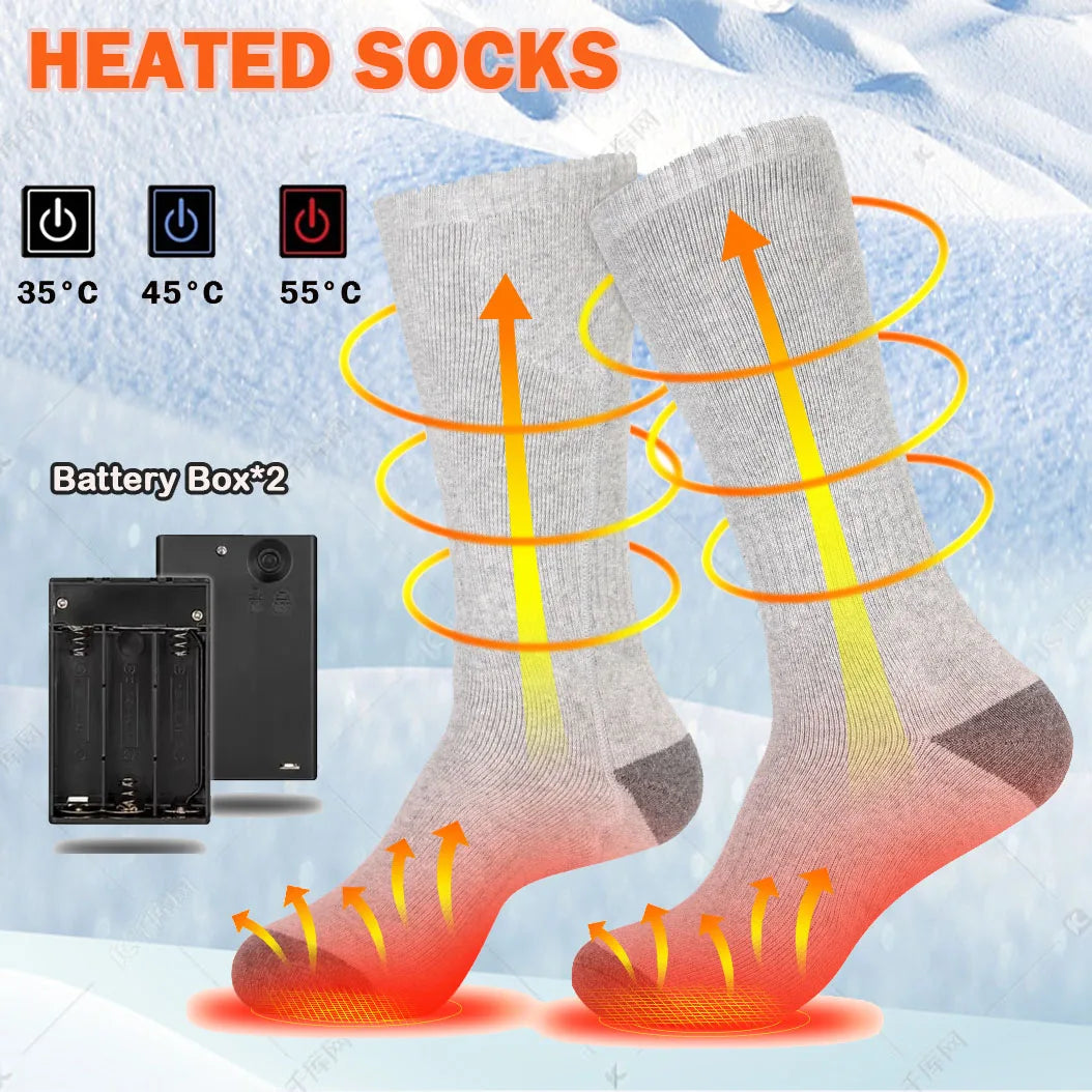 Winter Heated Socks Rechargeable Heating Socks with Battery Box Heated Socks Warmth Outdoor Heated Boots Snowmobile Ski Equipmen