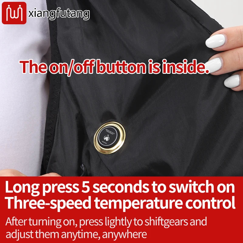 Winter Heated Vest USB-Powered 3 Heat Settings Relieves Shoulder Back Lumbar Muscle Stiffness Soreness Boosts Blood Circulation