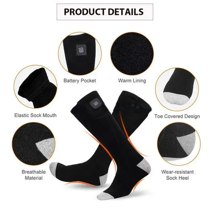 Heating Socks with Battery Box Rechargeable Anti-Cold Men Thermal Heated Foot Warmer Outdoor Camping Ski Sports Winter