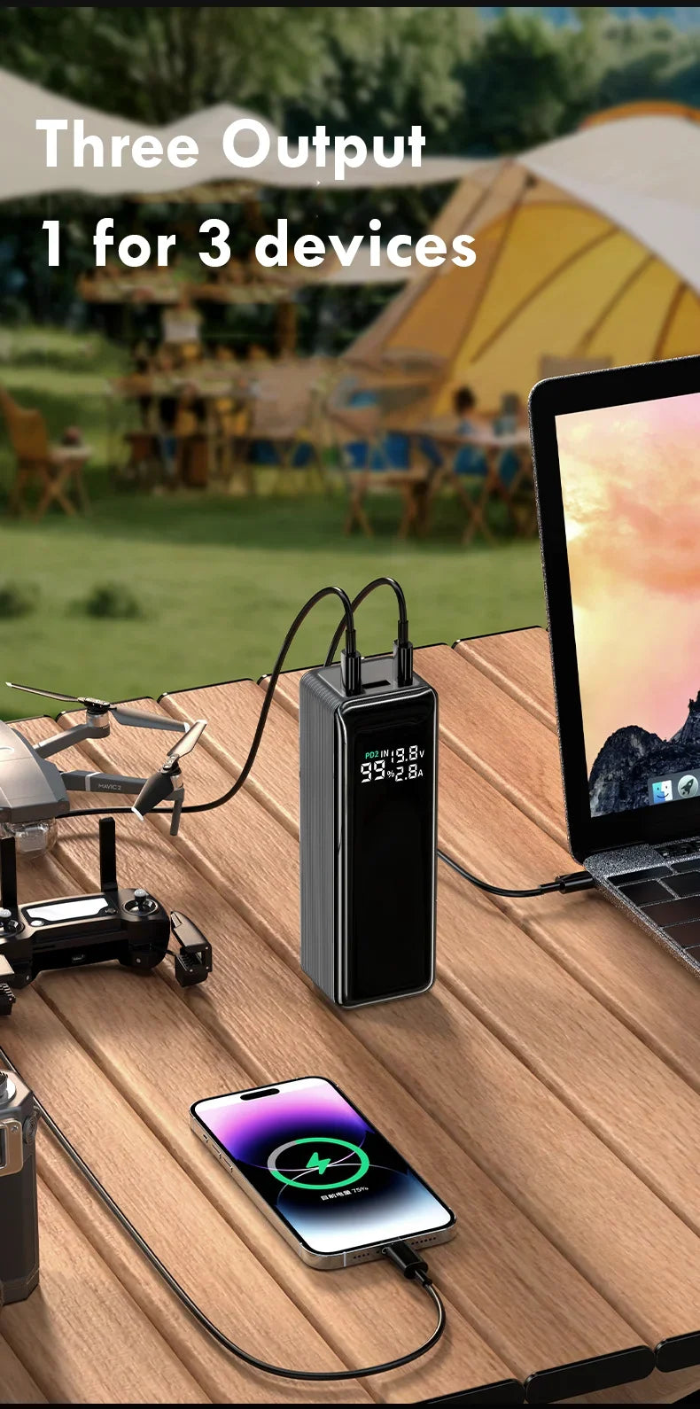 Large Capacity 100W Power Bank Portable 27000mAh Fast Charger External Spare Battery Powerful Powerbank For laptop iPhone Xiaomi