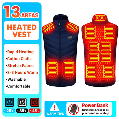 21 Heated Vest Winter Electric Heated Jackets Men Women Sportswear Heated Coat Coat Motorcycle USB Heating Jacket For Camping