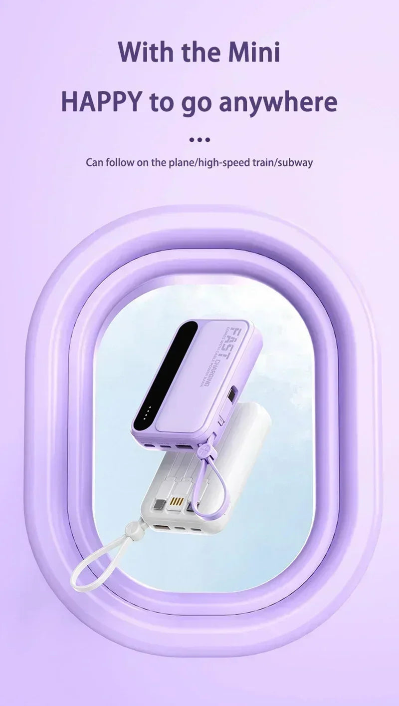 Large Capacity 500000mAh Power Bank 120W 4-in-1 Cables Intelligent Digital Display Portable  Powerbank for iPhone