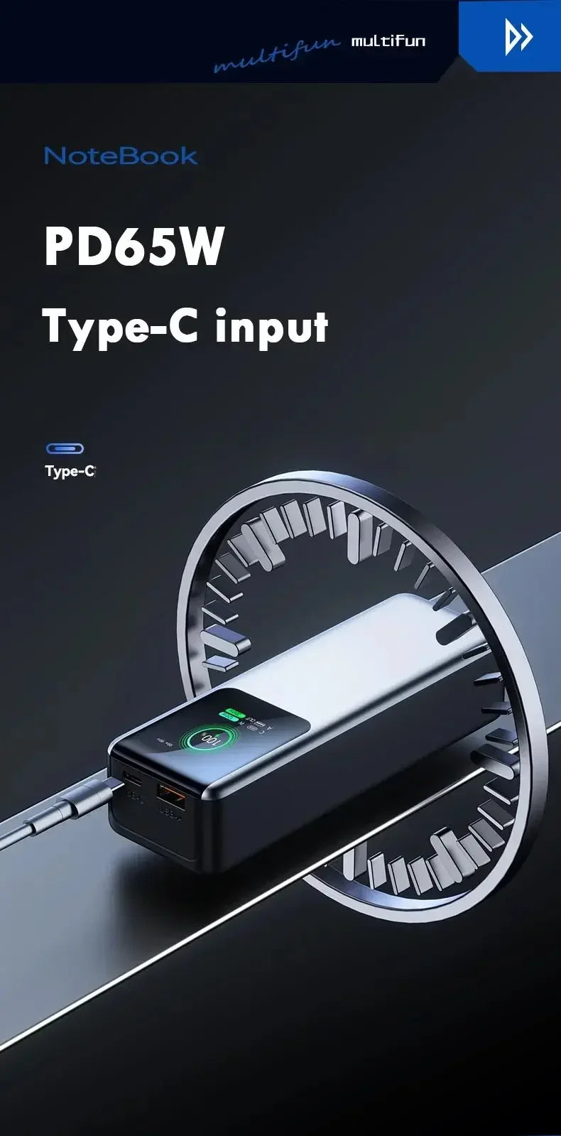 Large Capacity 100W Power Bank Portable 27000mAh Fast Charger External Spare Battery Powerful Powerbank For laptop iPhone Xiaomi