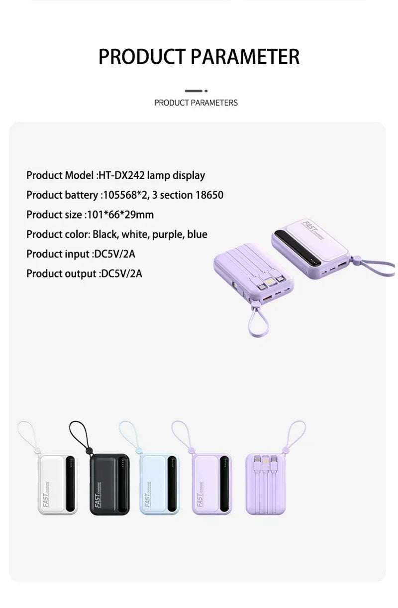 Large Capacity 500000mAh Power Bank 120W 4-in-1 Cables Intelligent Digital Display Portable  Powerbank for iPhone