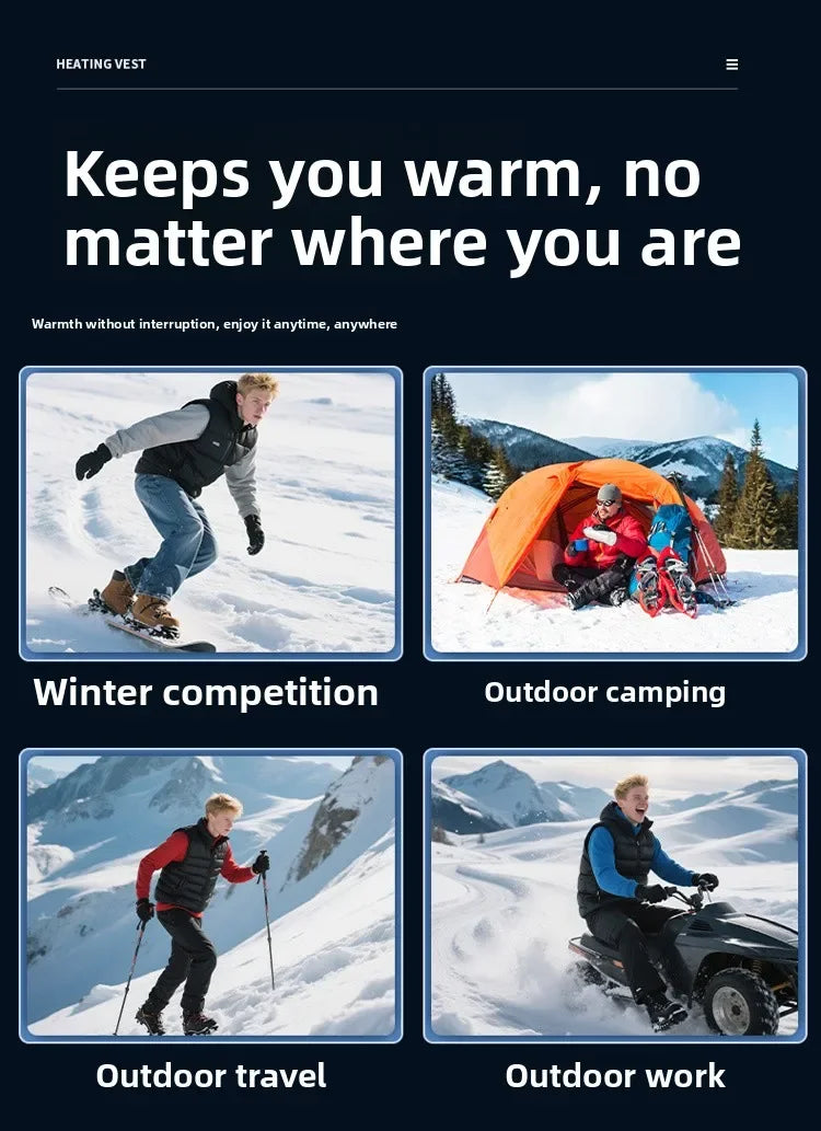 Heated Vest for Men Women 12-Zone Smart Electric Heating Vest USB Rechargeable Thermal Fleece Lined Winter Warm Vest Outdoor