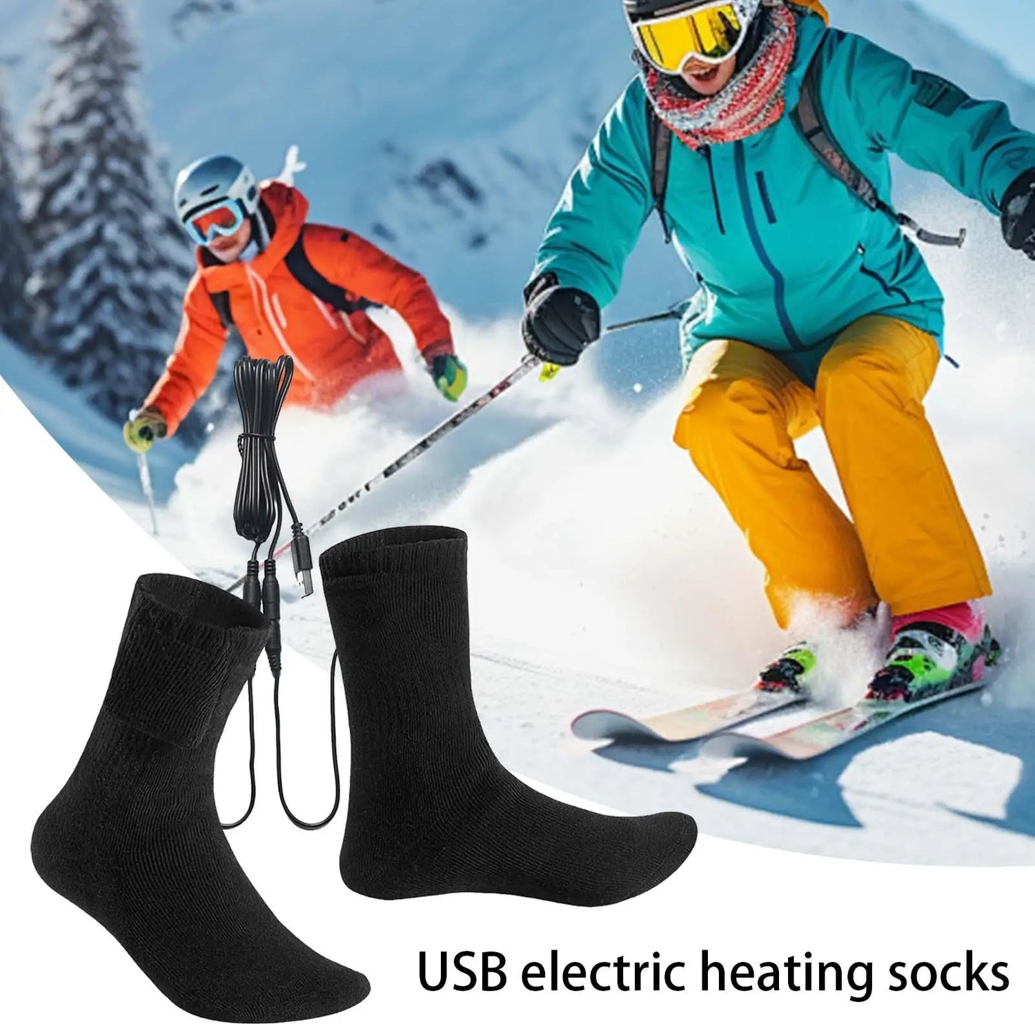 Electric Heated Socks Quick Heating Foot Warmer Long Warm Winter Socks Cold Weather USB Heating Socks for Outdoor Sports Walking