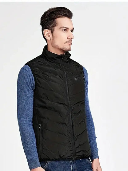 Electric Heated Vest with Carbon Fiber Heating, Full-Body USB Constant Temperature Vest for Men and Women, Heated Cotton Vest, 4 Heating Zones, Can Be Seen Clearly, Keep Warm This Winter (Battery or Power Bank Not Included)