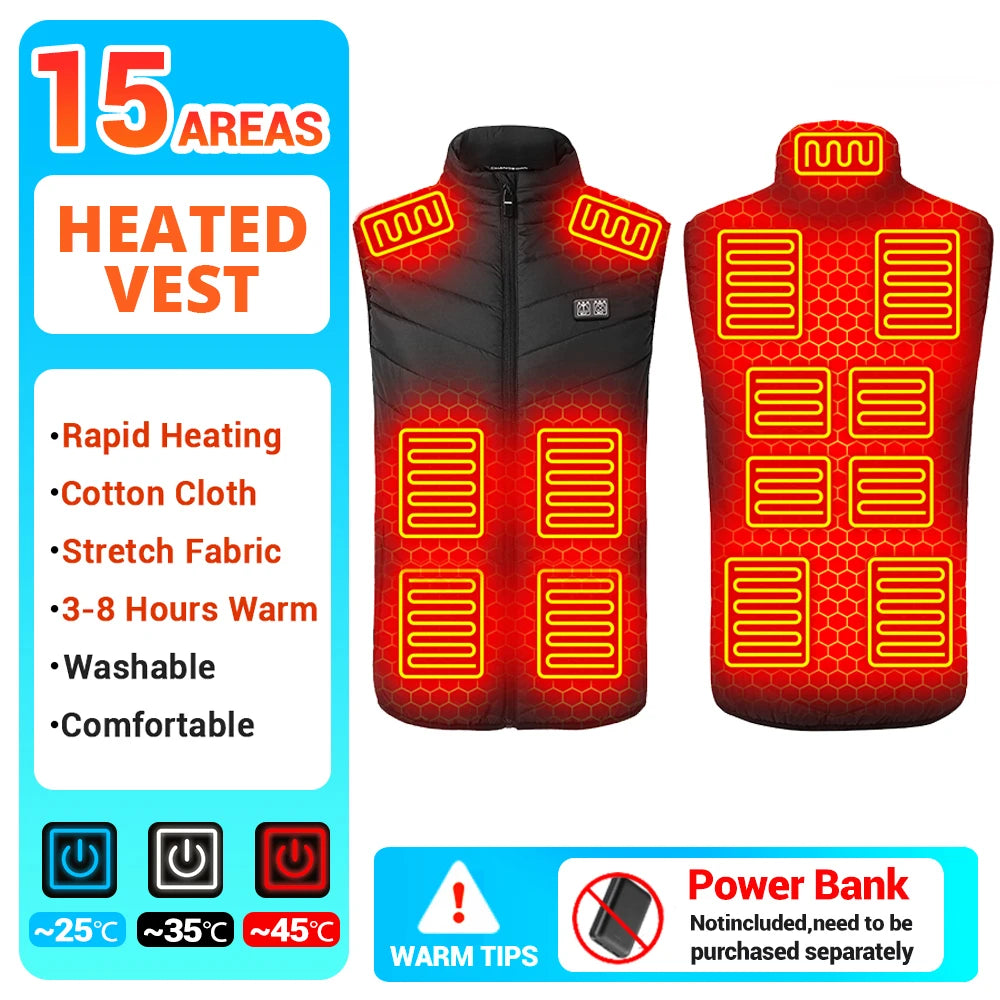 21 Heated Vest Winter Electric Heated Jackets Men Women Sportswear Heated Coat Coat Motorcycle USB Heating Jacket For Camping