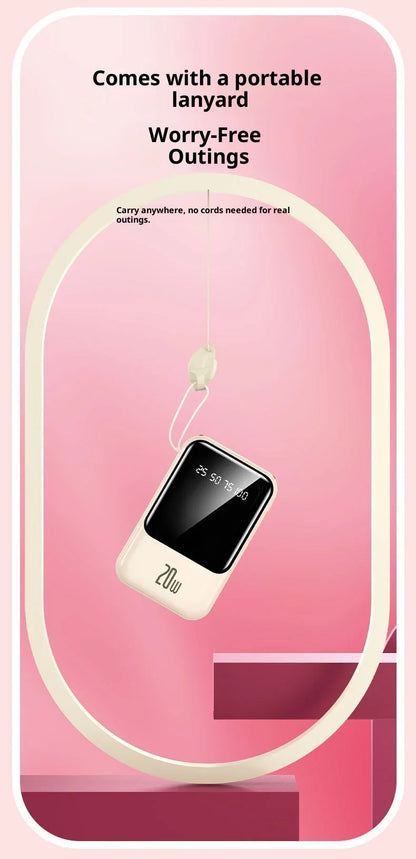 Large capacity 20000 mAh power bank with built-in charging cable and mobile power lithium polymer battery power bank