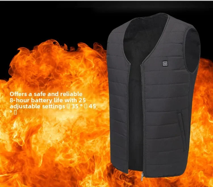 Heated Vest for Men Women 12-Zone Smart Electric Heating Vest USB Rechargeable Thermal Fleece Lined Winter Warm Vest Outdoor