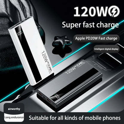 500000mAh High Capacity PowerBank 120W Super Fast Charging Portable External Battery Powerbank for iphone Huawei