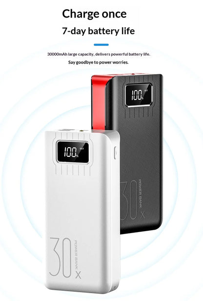 Power bank with a large capacity of 30000 mAh fast charging for mobile phones mobile power bank charging digital display