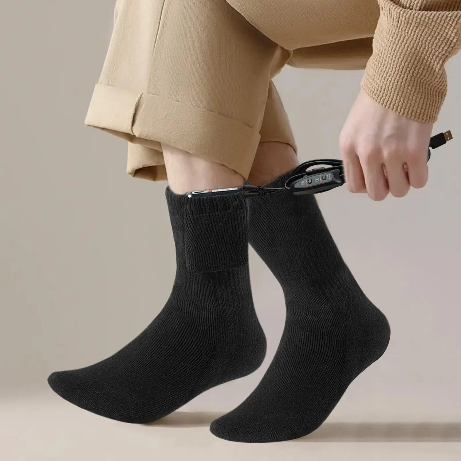 Heated Socks USB Electric Heating Warm Comfortable for Ski Snowboarding Winter Sports Outdoor Activities Travel Camping Home