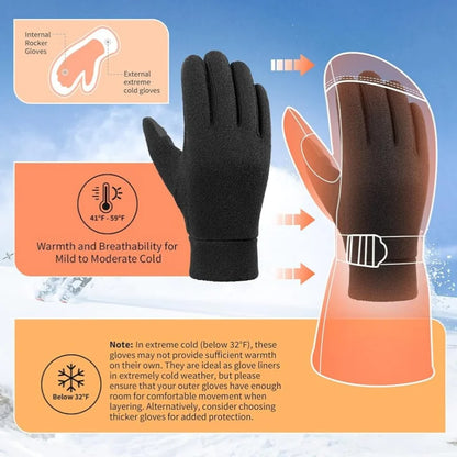 Warm Winter Gloves Polar Fleece Cold Weather Gloves Touch Screen Women and Men Thermal Gloves for Running Hiking