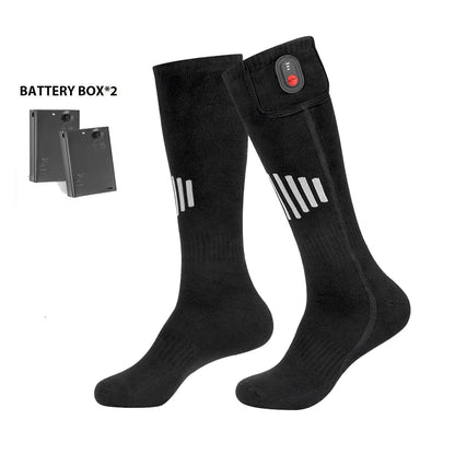 Winter Heated Socks With Battery Box Thermal Socks Women Men Heating Foot Warmer Electric Fever Socks Hiking Ski Warm Outdoor