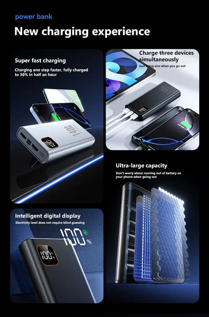 500000mAh Ultra Large Capacity Power Bank 140W Super Fast Charging Portable Mobile Power Digital Display External Battery