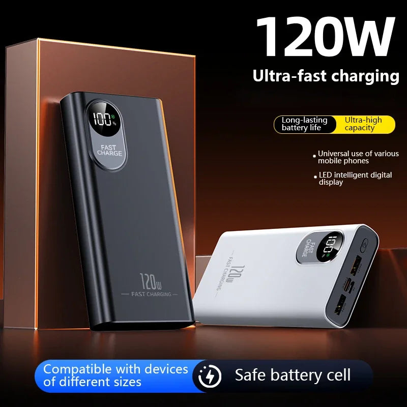 2026NEW Power Bank 500000mAh Large Capacity 120W Super Fast Charging With Portable Digital Display Supply For Various Phones