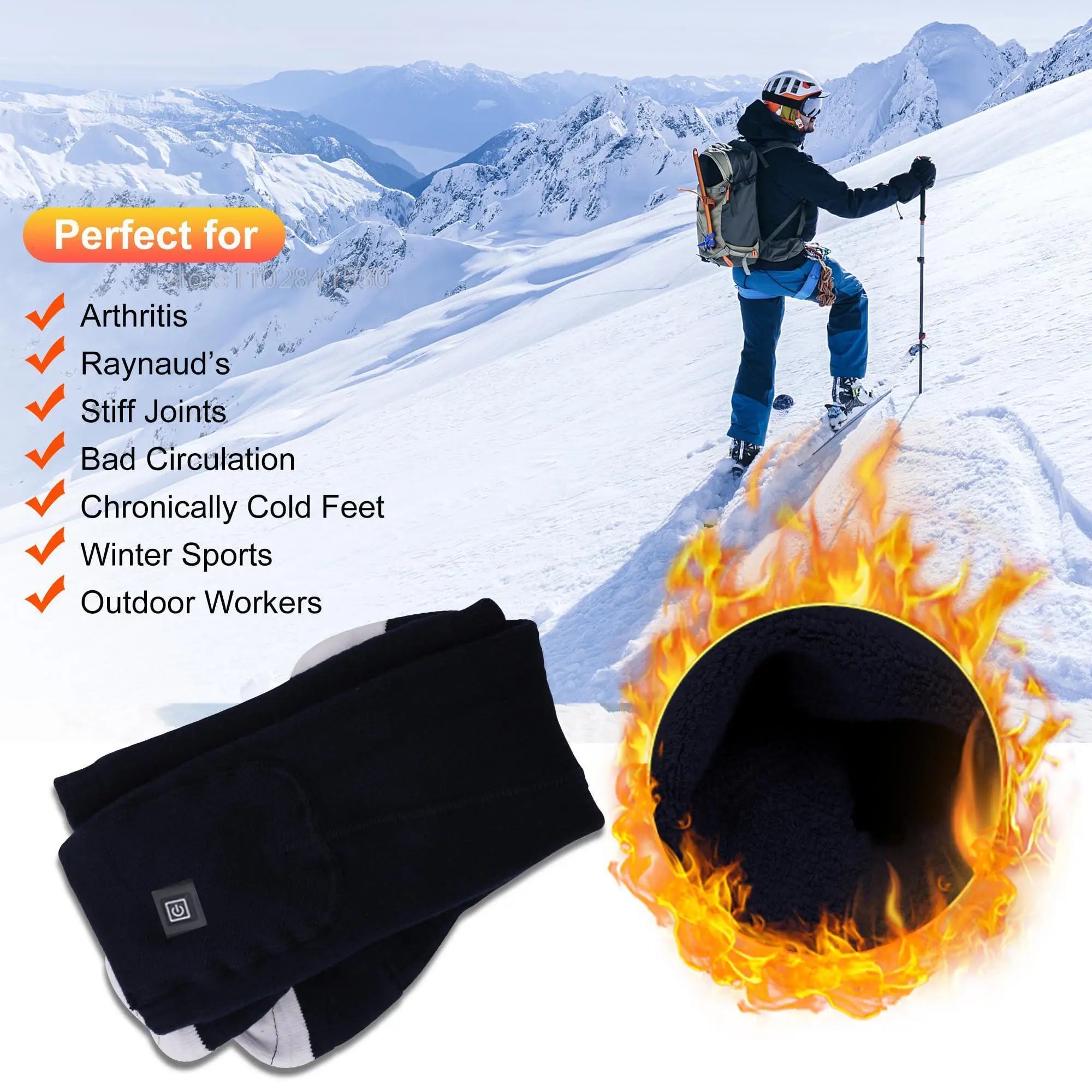 Winter Heated Socks Rechargeable Heating Socks with Battery Box Heated Socks Warmth Outdoor Heated Boots Snowmobile Ski Equipmen