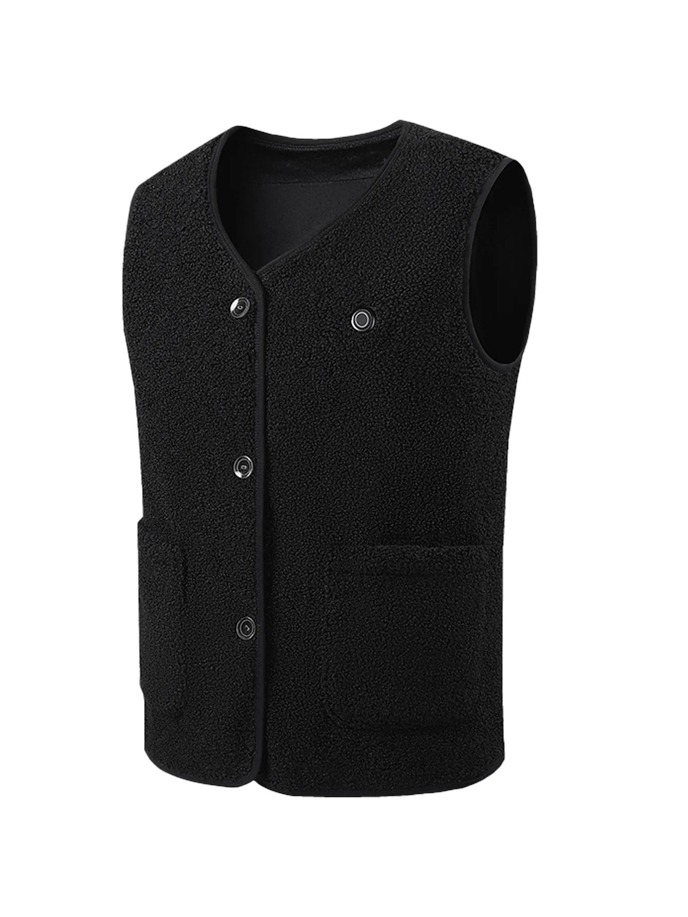 16 Areas Heated Vest Teddy Velvet V-neck for Men Women USB Electric Temperature Control Vest 3-speed Adjustable Heating Jacket