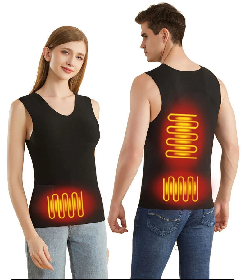 Heated Jacket Men Women Warm Seamless Vest USB Self Heating Jacket Ski Camping Hiking Heated suede Winter Clothes Washed