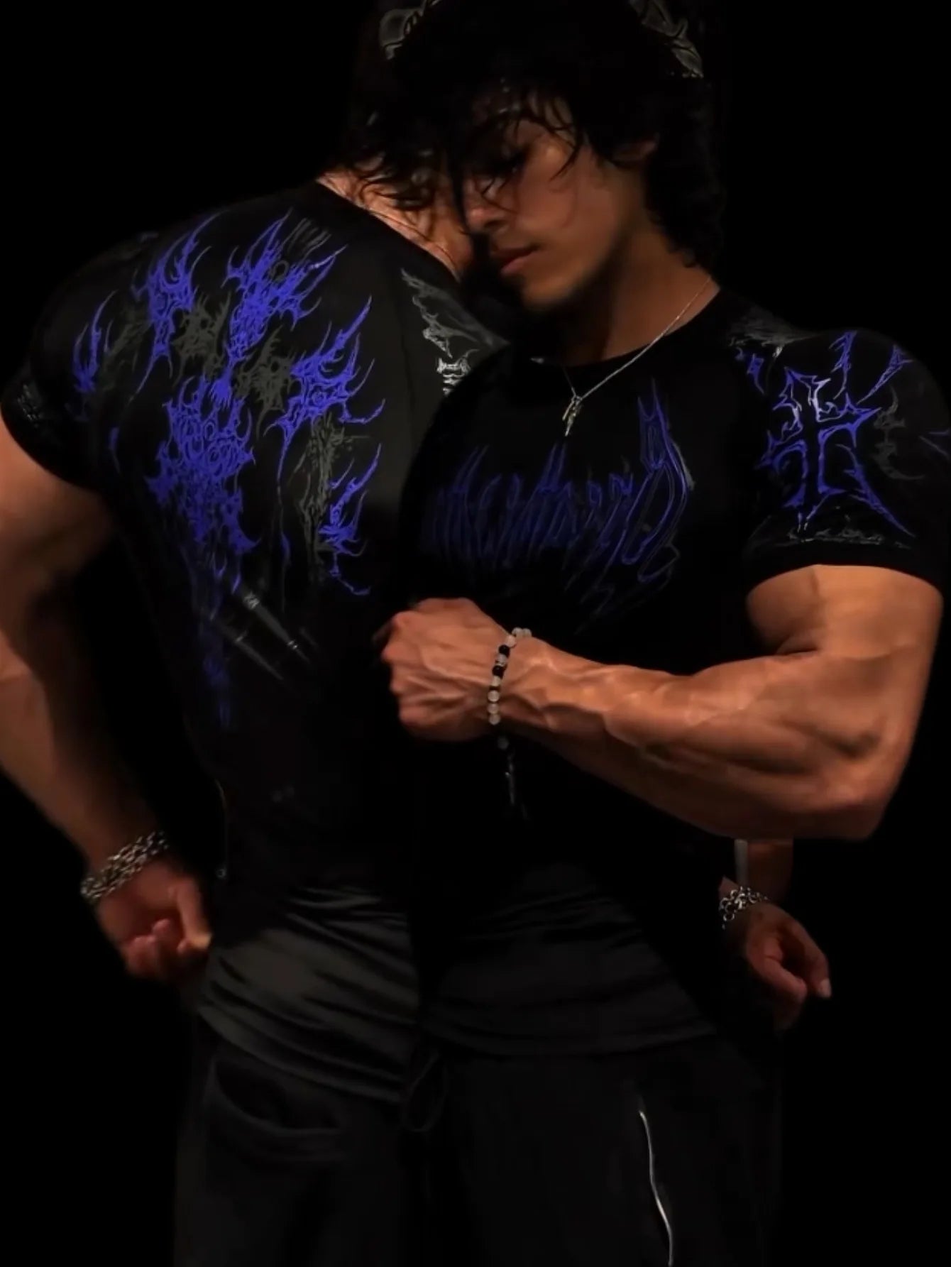 Compression T-shirt Gothic Metal Print  Men Women Punk Streetwear Short Sleeve Fitness Top Slim Fit Y2k Aesthetic Unisex Gym Tee