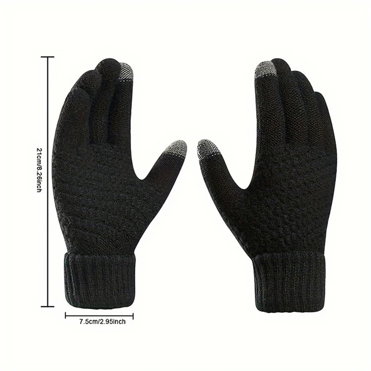 Thermal Touchscreen Gloves for Winter Windproof Anti-slip Knitted Gloves with Elastic Cuff for Outdoor Skiing Fishing Hiking