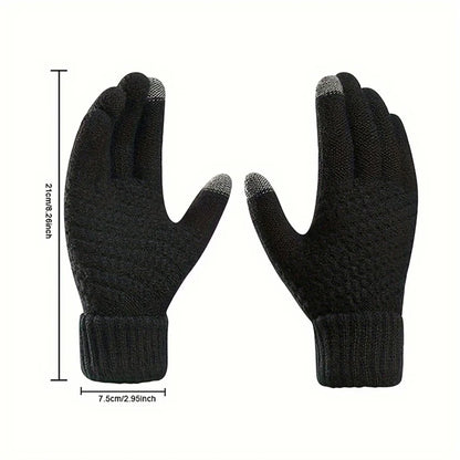 Thermal Touchscreen Gloves for Winter Windproof Anti-slip Knitted Gloves with Elastic Cuff for Outdoor Skiing Fishing Hiking