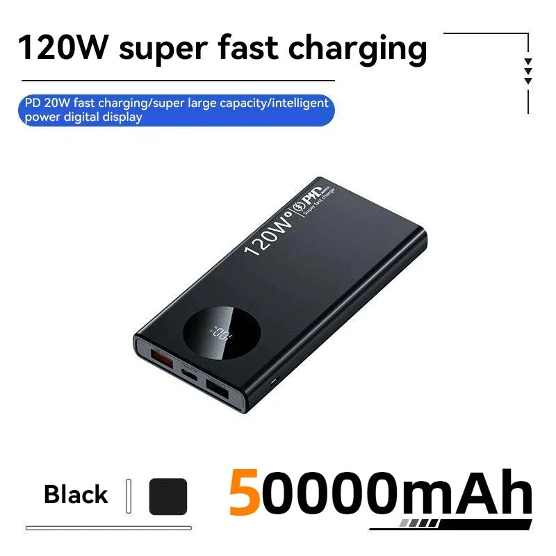 200000mAh Power Bank 120W Super Fast Charging Power Bank High Capacity External Battery With Digital Display For Iphone Xiaomi