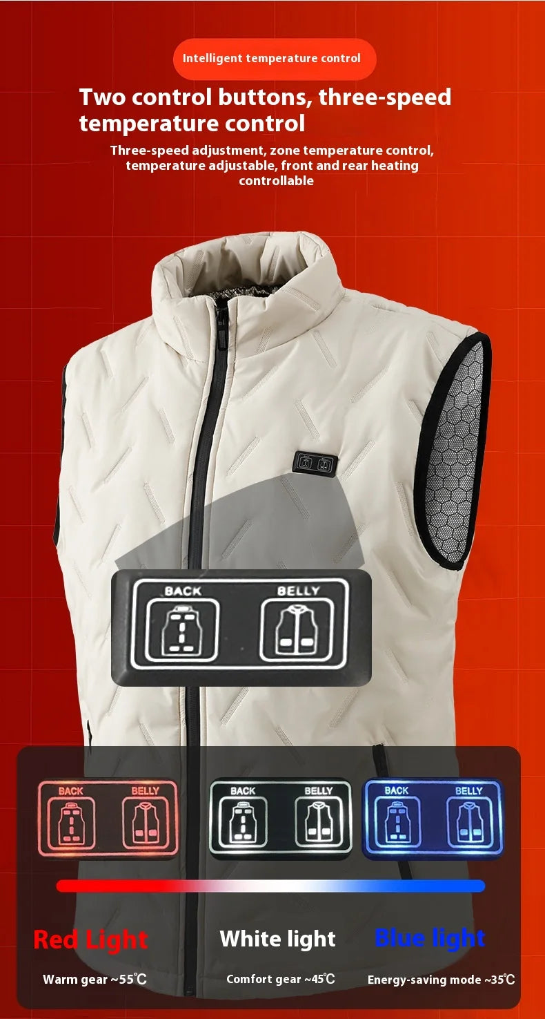 2025 New Heated Vest for Men 9 Heating Zones Dual Control Electric Warming Vest USB Smart Heating Waistcoat Ladies&