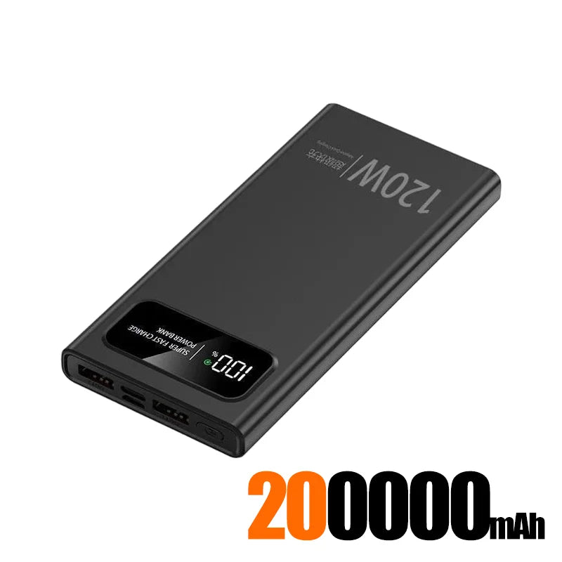 500000mAh 120W Super Fast CharginPower Bank g Portable Mobile Power Ultra large Capacity Digital Display External Battery ﻿