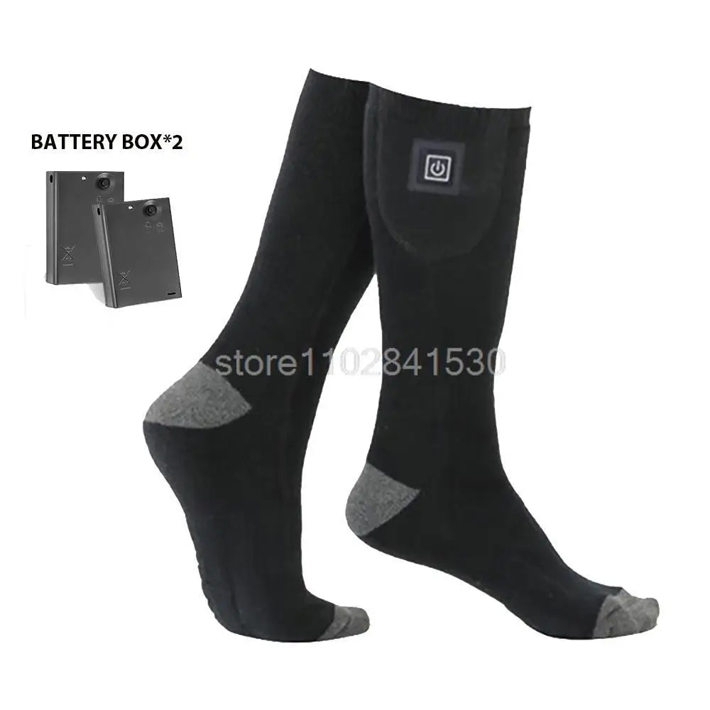 Winter Heated Socks Rechargeable Heating Socks with Battery Box Heated Socks Warmth Outdoor Heated Boots Snowmobile Ski Equipmen