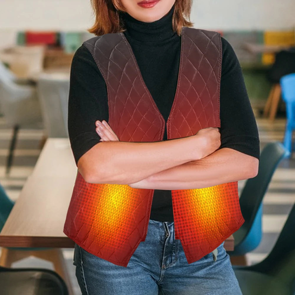 Winter Heated Vest USB-Powered 3 Heat Settings Relieves Shoulder Back Lumbar Muscle Stiffness Soreness Boosts Blood Circulation