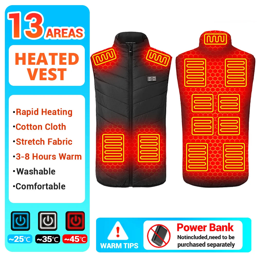21 Heated Vest Winter Electric Heated Jackets Men Women Sportswear Heated Coat Coat Motorcycle USB Heating Jacket For Camping