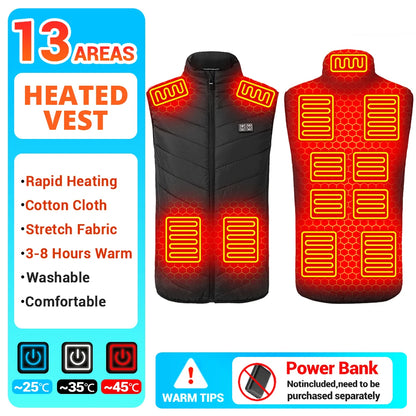 21 Heated Vest Winter Electric Heated Jackets Men Women Sportswear Heated Coat Coat Motorcycle USB Heating Jacket For Camping