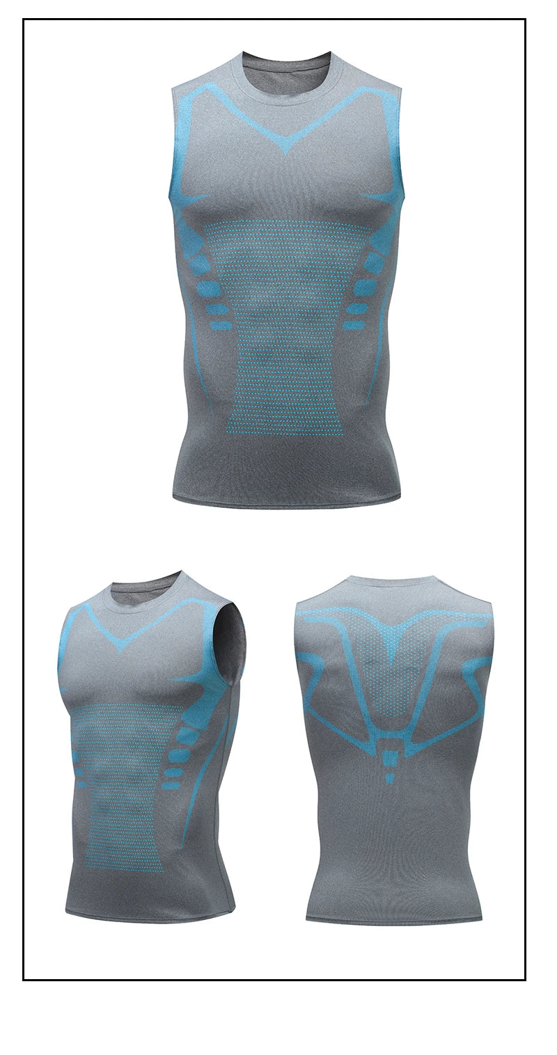 Compression Tank Top Men Gym Shirt Sleeveless Quick Dry Printing Sportswear Male Fitness Bodybuilding Vest Workout Muscle Top