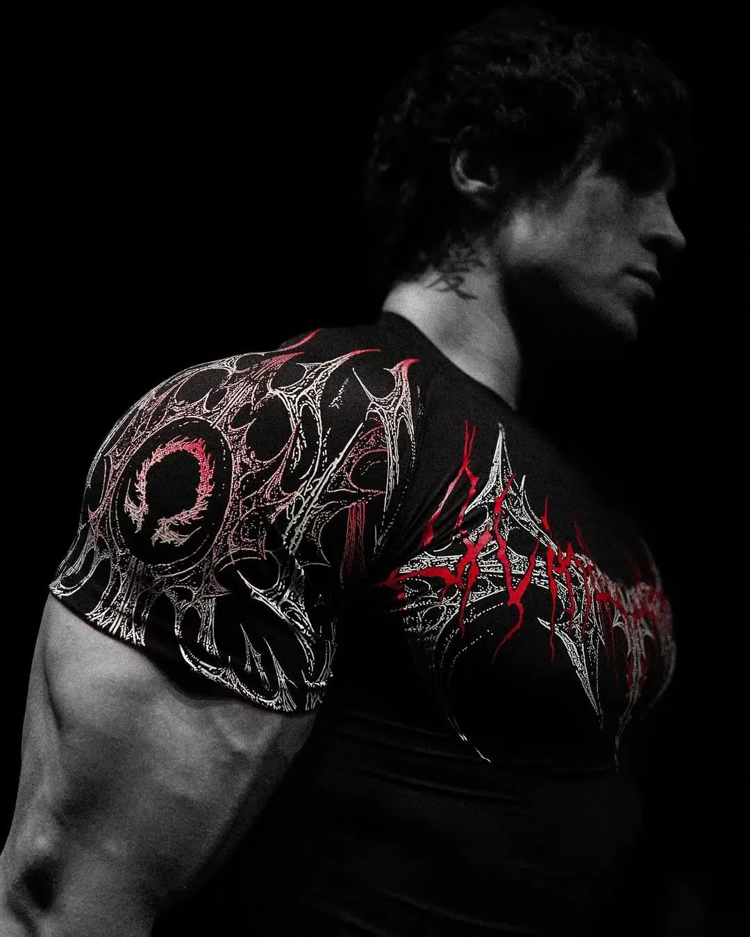 Compression T-shirt Gothic Metal Print  Men Women Punk Streetwear Short Sleeve Fitness Top Slim Fit Y2k Aesthetic Unisex Gym Tee