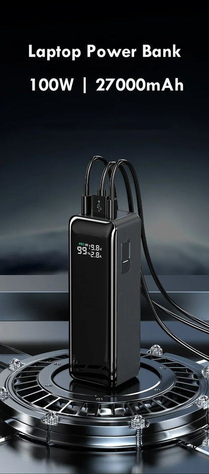 Large Capacity 100W Power Bank Portable 27000mAh Fast Charger External Spare Battery Powerful Powerbank For laptop iPhone Xiaomi