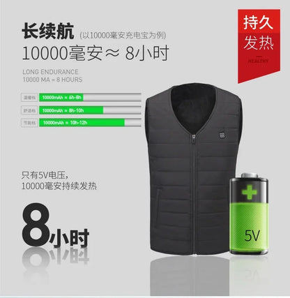 Heated Vest for Men Women 12-Zone Smart Electric Heating Vest USB Rechargeable Thermal Fleece Lined Winter Warm Vest Outdoor
